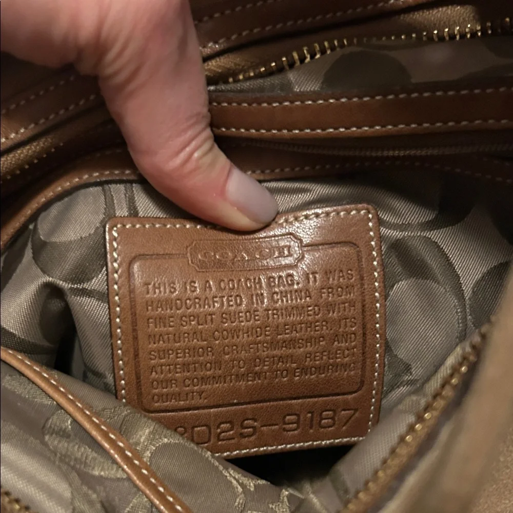 Coach Brown Suede Bag with Gold Tag - Picture 3 of 3
